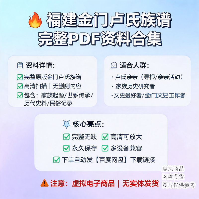福建金门卢氏族谱完整PDF资料合集