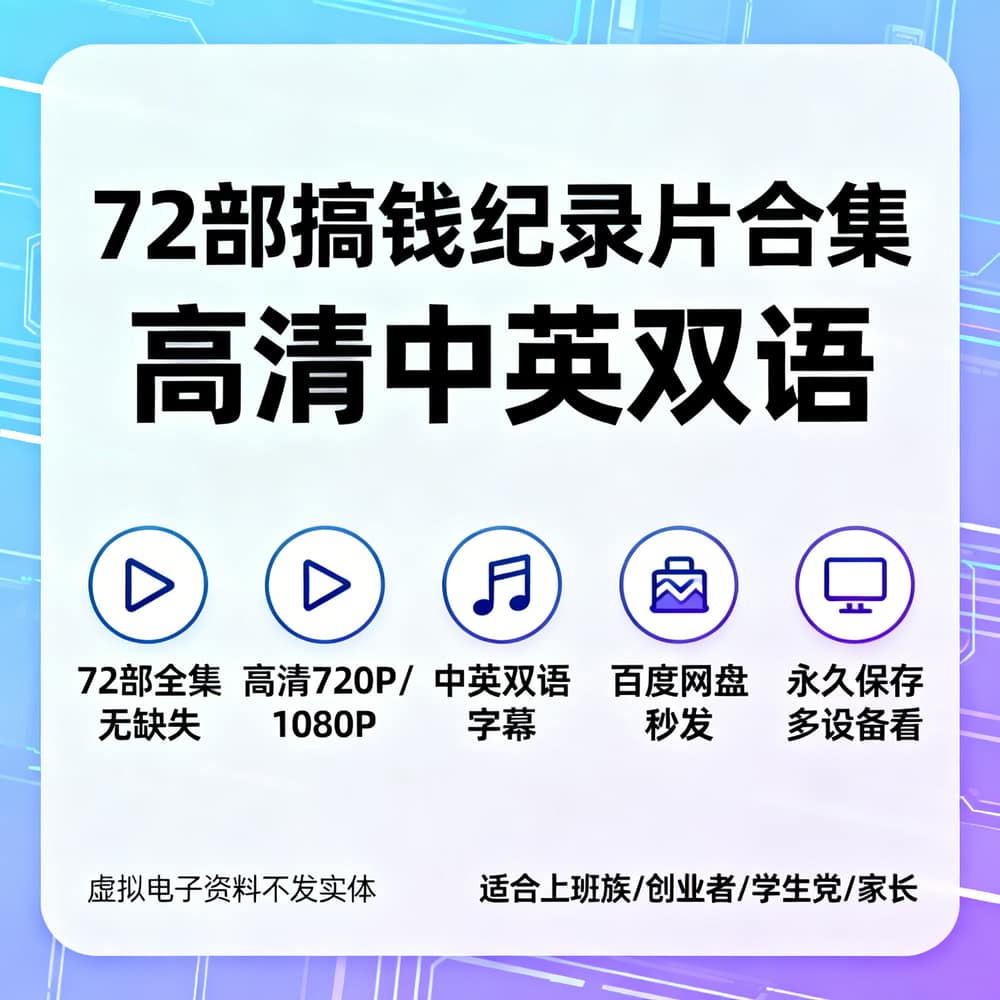 72部搞钱纪录片合集 高清中英双语
