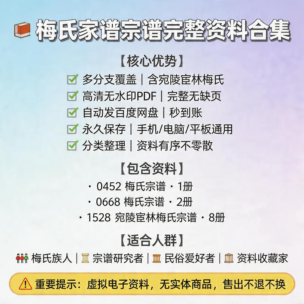 梅氏家谱宗谱完整资料合集