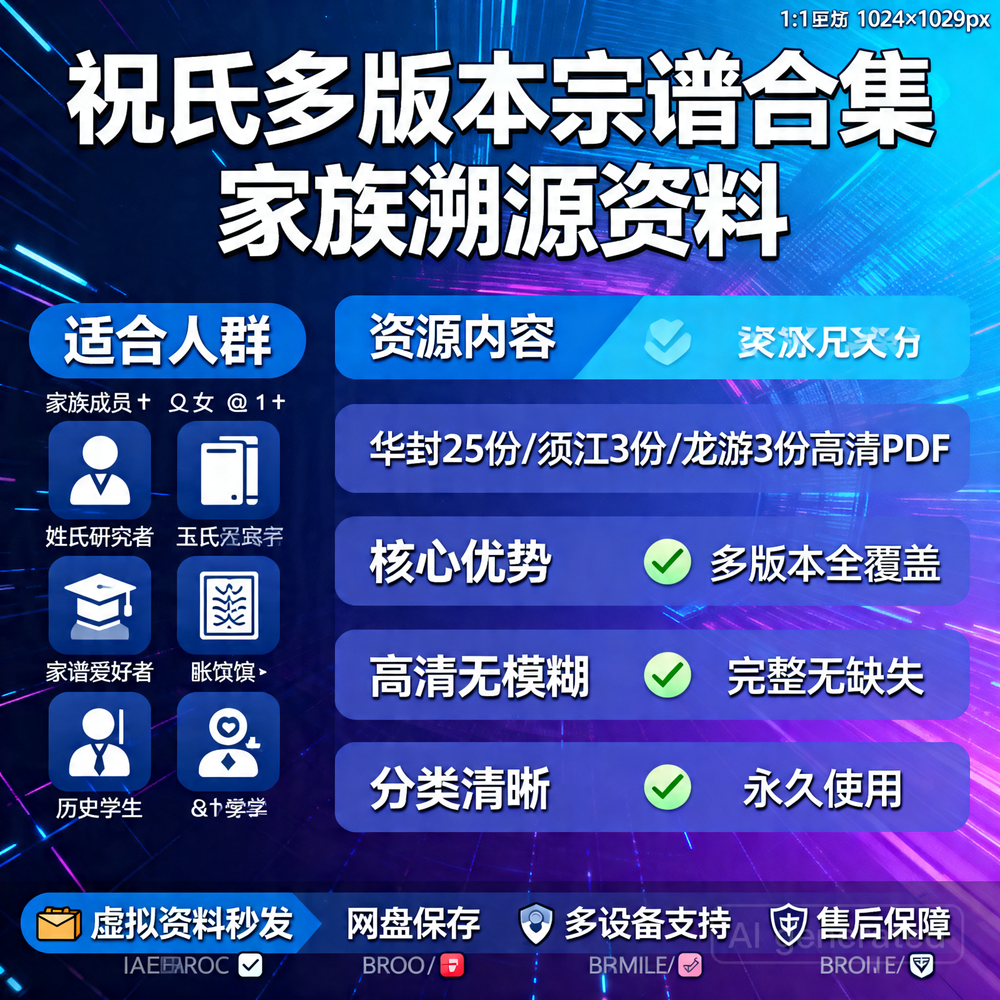 祝氏多版本宗谱合集 家族溯源资料