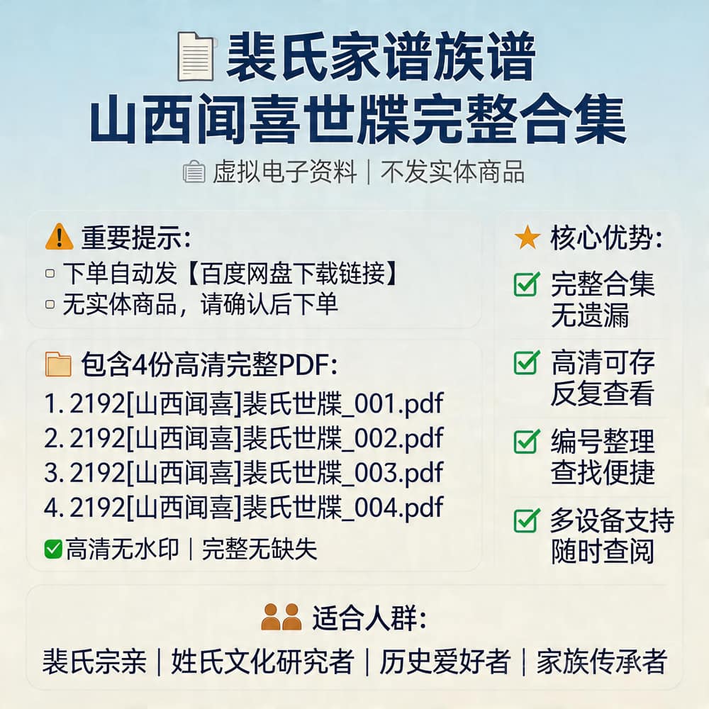 裴氏家谱族谱 山西闻喜世牒完整合集