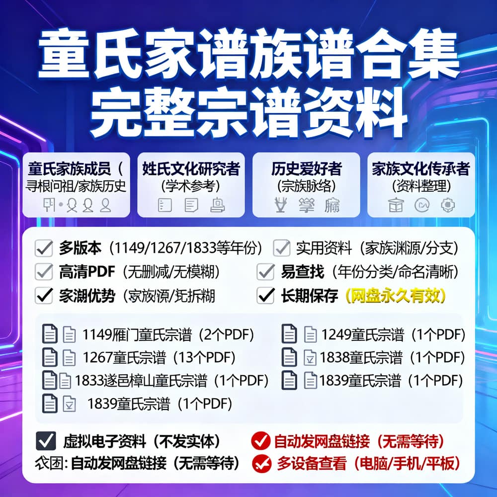 童氏家谱族谱合集 完整宗谱资料