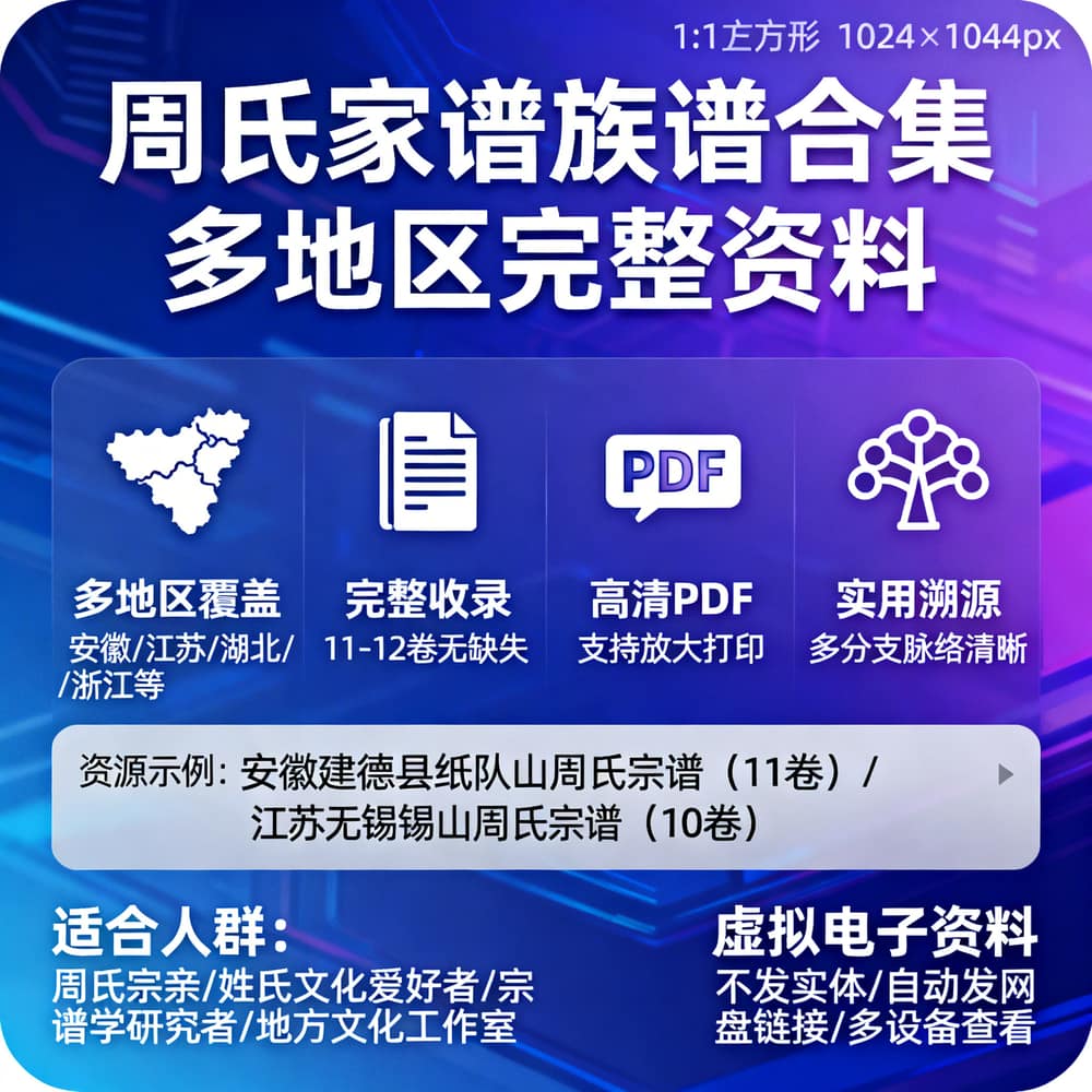 周氏家谱族谱合集 多地区完整资料