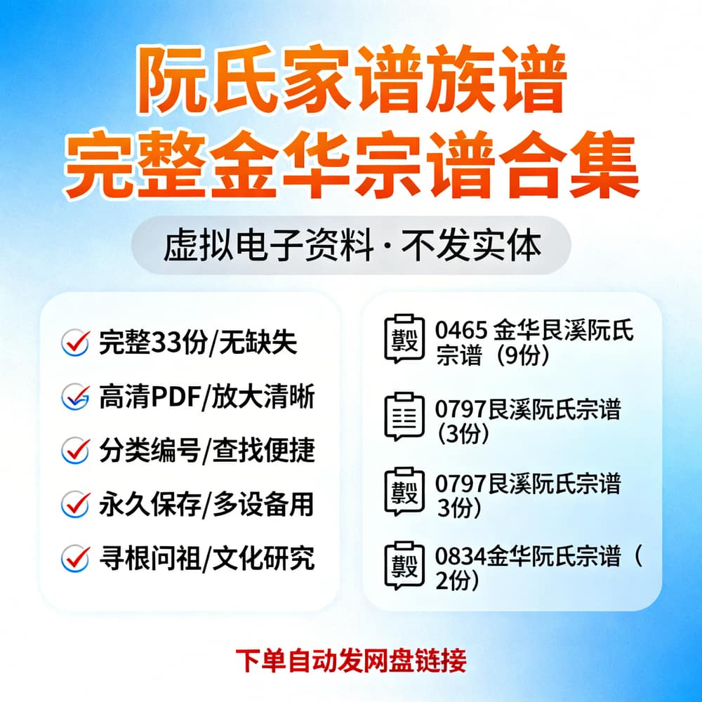 阮氏家谱族谱 完整金华宗谱合集