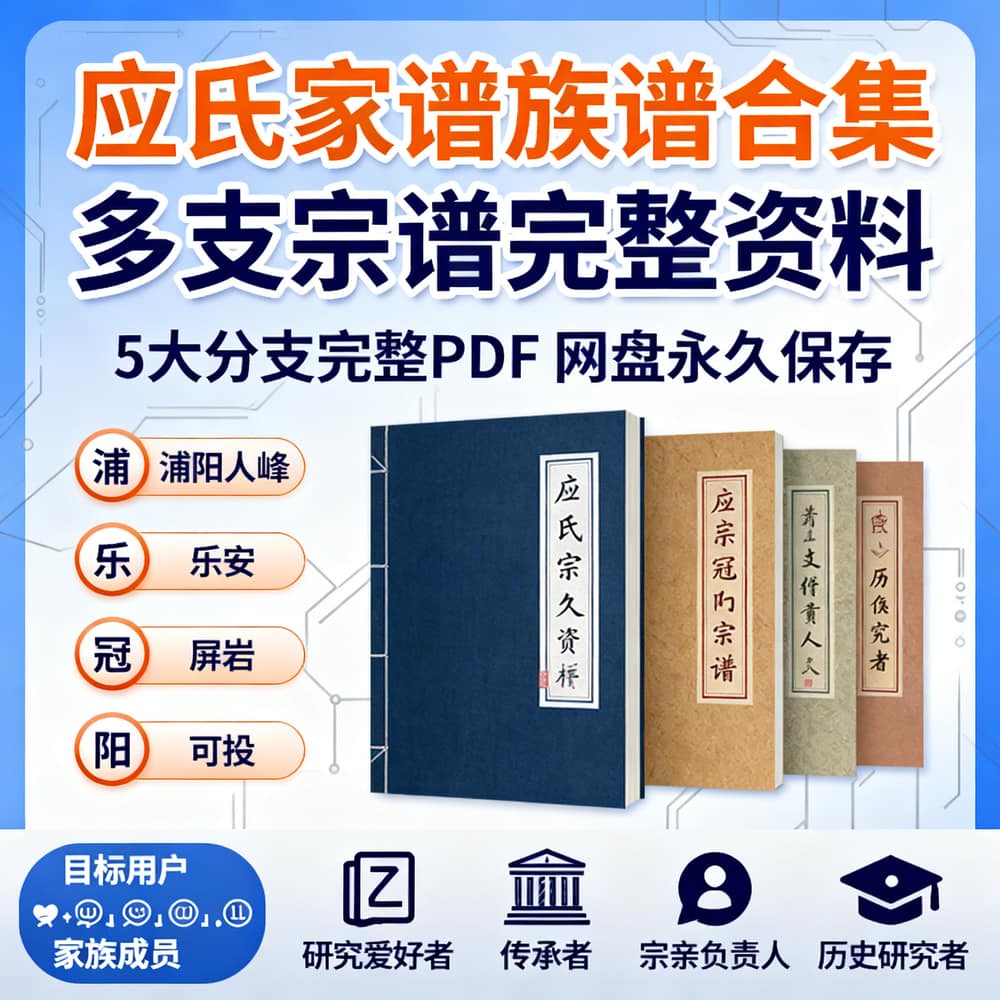 应氏家谱族谱合集 多支宗谱完整资料