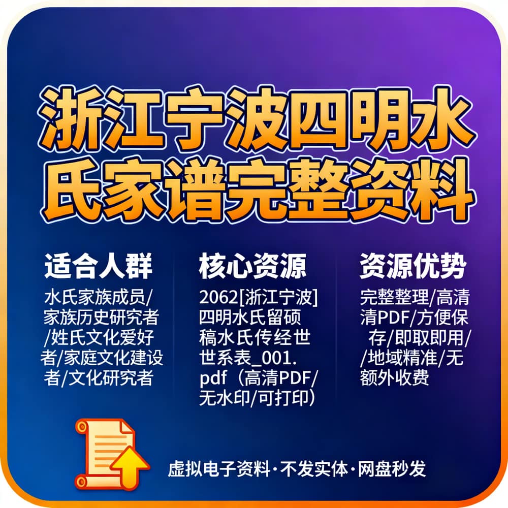 浙江宁波四明水氏家谱完整资料